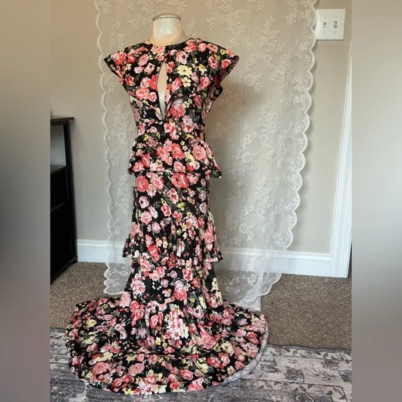 Anthropologie Floral Ruffle Maxi Dress - Picture 1 of 7